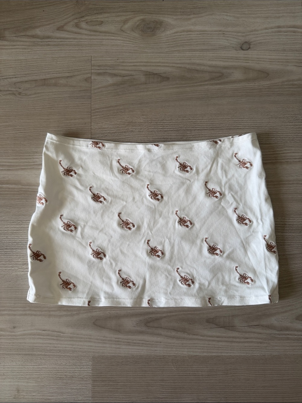 Classic Cream Mini Skirt with scorpion Embroidery